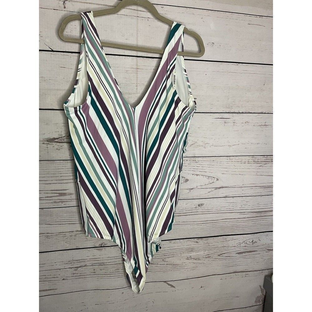 NWT Adore Me Womens Size/4X Stripe Tropical Rainbow One Piece SwimSuit